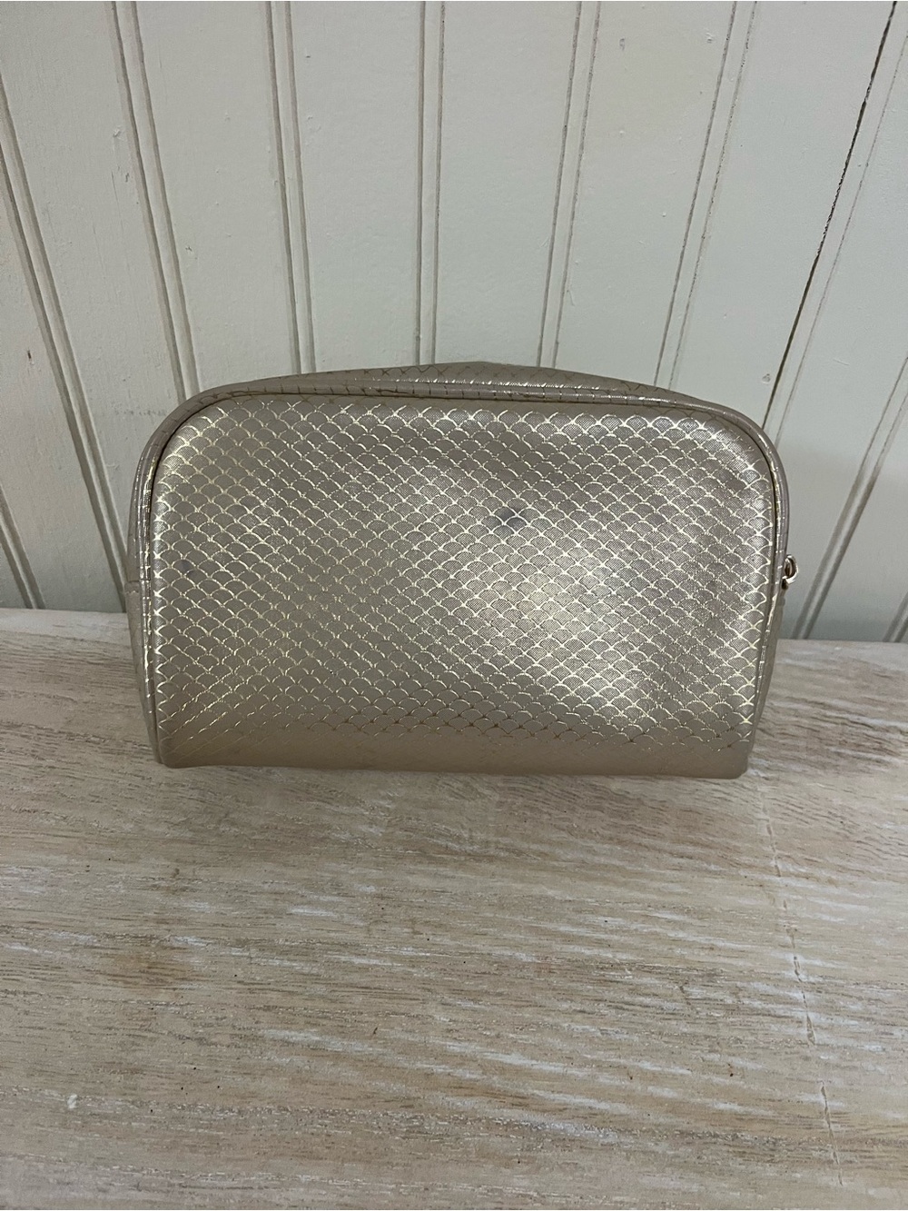 Metallic Gold Textured Women's Cosmetic Pouch